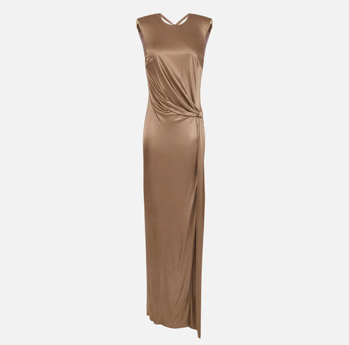 Elisabetta Franchi Jersey Evening Gown with Jewel Shoulders – Laly Saint-Tropez