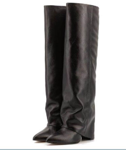 Berta Black Leather Heeled Boots – Laly Saint-Tropez
