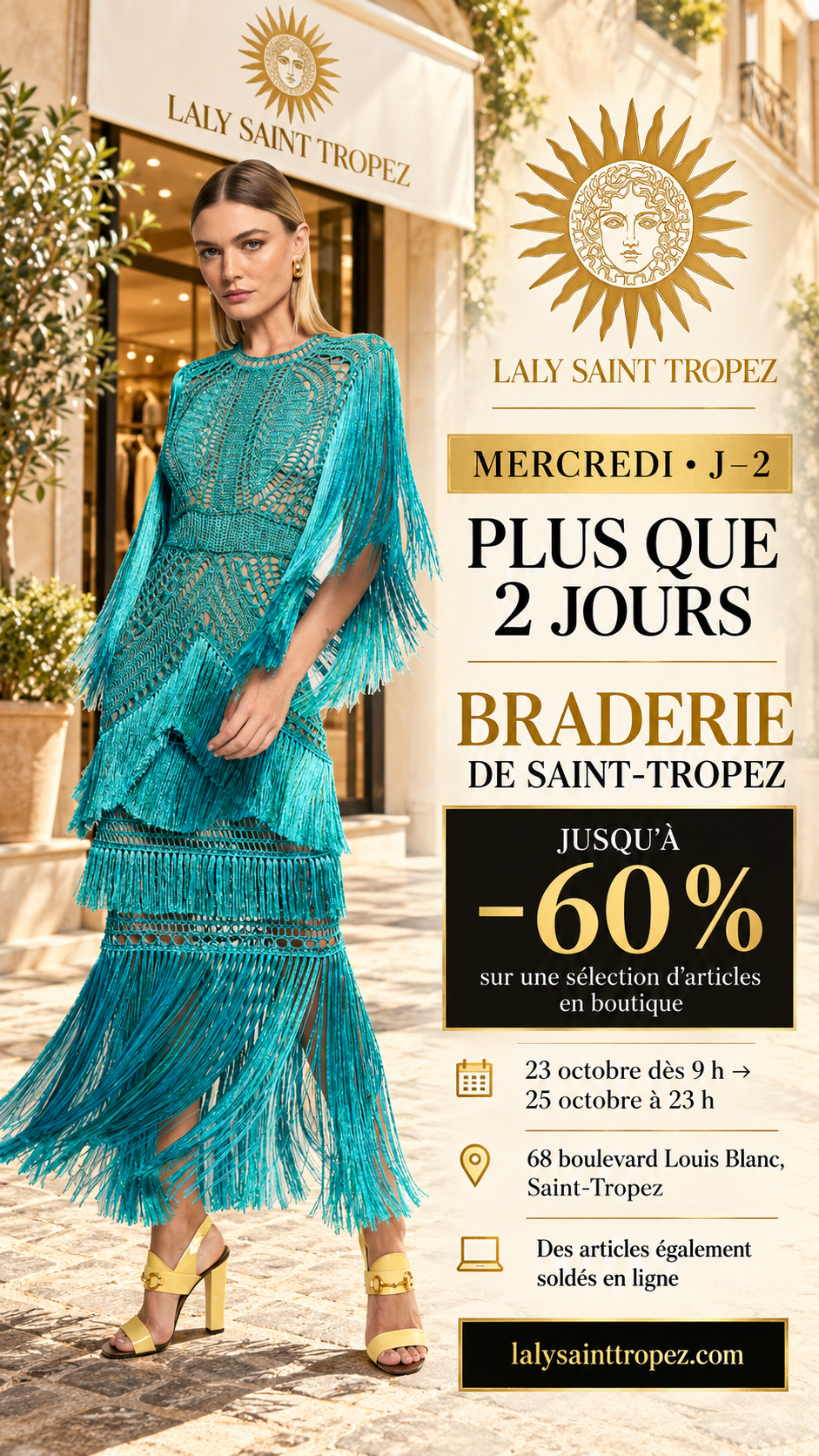 Laly Saint-Tropez, Saint-Tropez Braderie: 2 days to go, up to 60% off in store, 68 Boulevard Louis Blanc