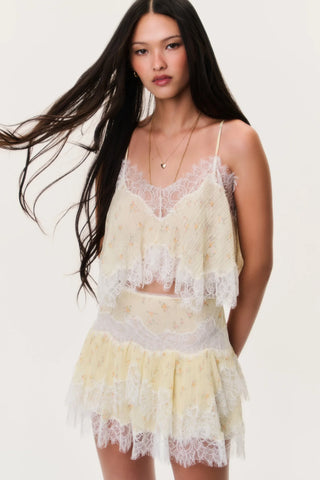 LoveShackFancy Kellison Cotton-Silk Mini Skirt