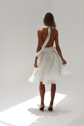 Esmée Dalia Delphine white midi dress, open back