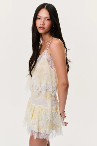 LoveShackFancy Kellison Cotton-Silk Mini Skirt