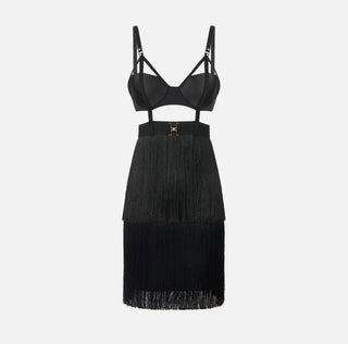 Mini-robe en crêpe léger avec franges