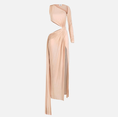 Elisabetta Franchi One-Shoulder Cut-Out Red Carpet Gown