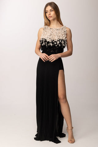Elisabetta Franchi red carpet gown, petal appliqué bodice detail