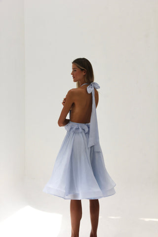 Esmée Dalia Delphine blue midi dress, open back