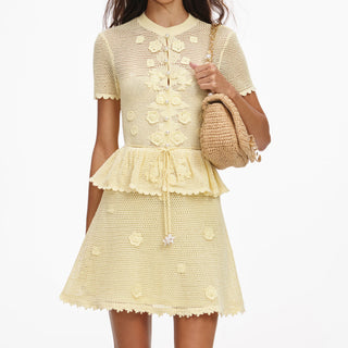 Self-Portrait Yellow Floral Crochet Dress