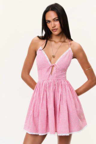LoveShackFancy Khloe Cotton Gingham Mini Dress