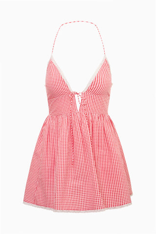 LoveShackFancy Khloe Cotton Gingham Mini Dress