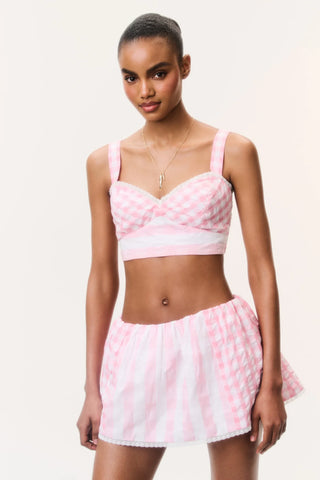 LoveShackFancy Jonie Seersucker Mini Skort