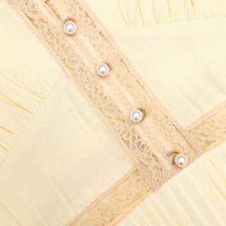 Self-Portrait Yellow Pleated Lace Midi Dress