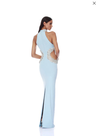 Camille Powder Blue Halterneck Cutout Maxi Dress