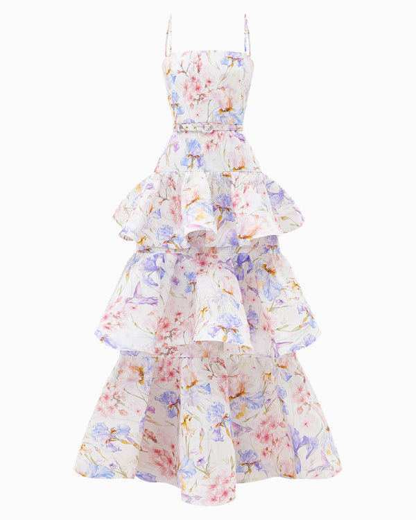 Robe longue fleurie en lin Eustoma Yvon