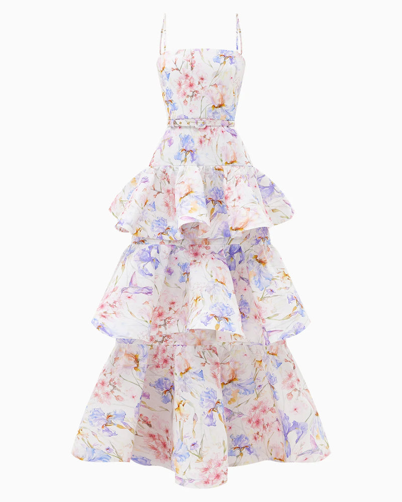 Robe longue fleurie en lin Eustoma Yvon