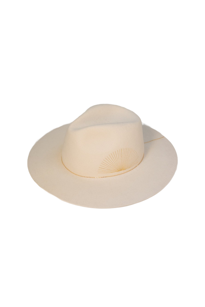 Basile Wool Felt Hat with Embroidered Sun, Made in France