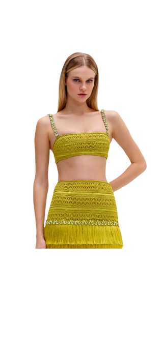 Beaded Woven Cropped Top