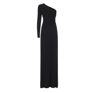 Elisabetta Franchi black Red Carpet gown, gold jewel and cut-out detail