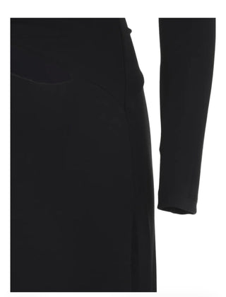 Elisabetta Franchi black crêpe gown, long sleeve detail