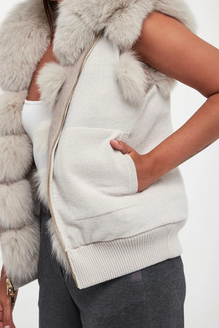 Suprema fox fur gilet, wool-cashmere reverse side