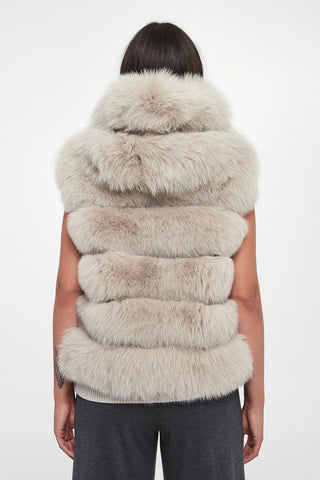 Suprema grey fox fur hooded gilet, back