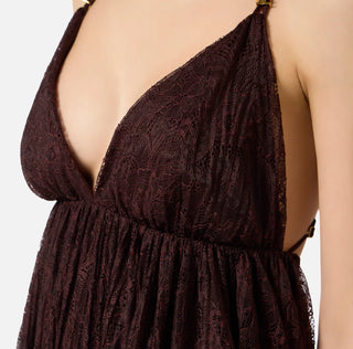 Robe en dentelle Elisabetta Franchi, cacao
