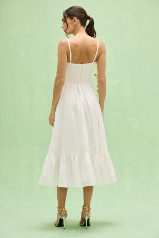 PatBO Tricoline Lotus midi dress, ruffled hem