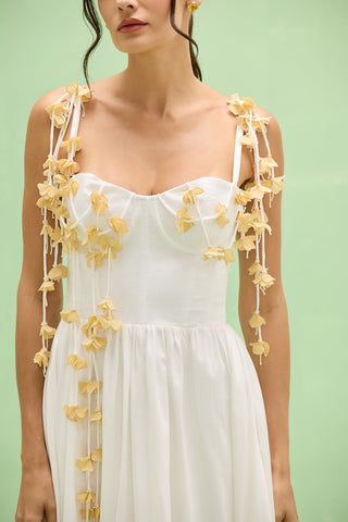 PatBO Lotus midi dress, appliqué bodice detail