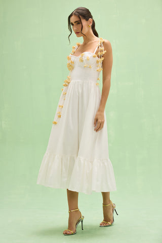 PatBO Lotus off-white cotton midi dress, back