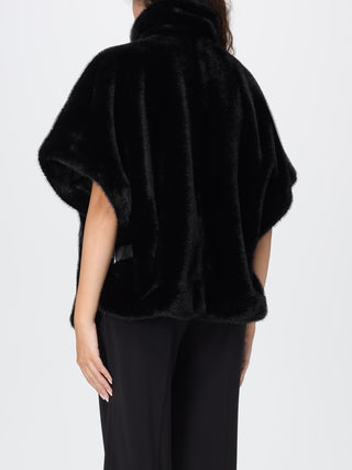Pinko black faux-shearling coat, side