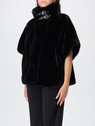 Pinko black faux-shearling coat, back